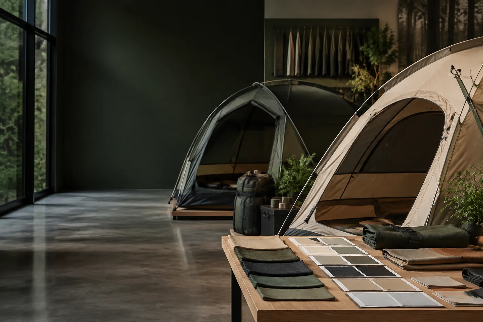 Campingzelte für Outdoor-Einzelhändler ausgestellt