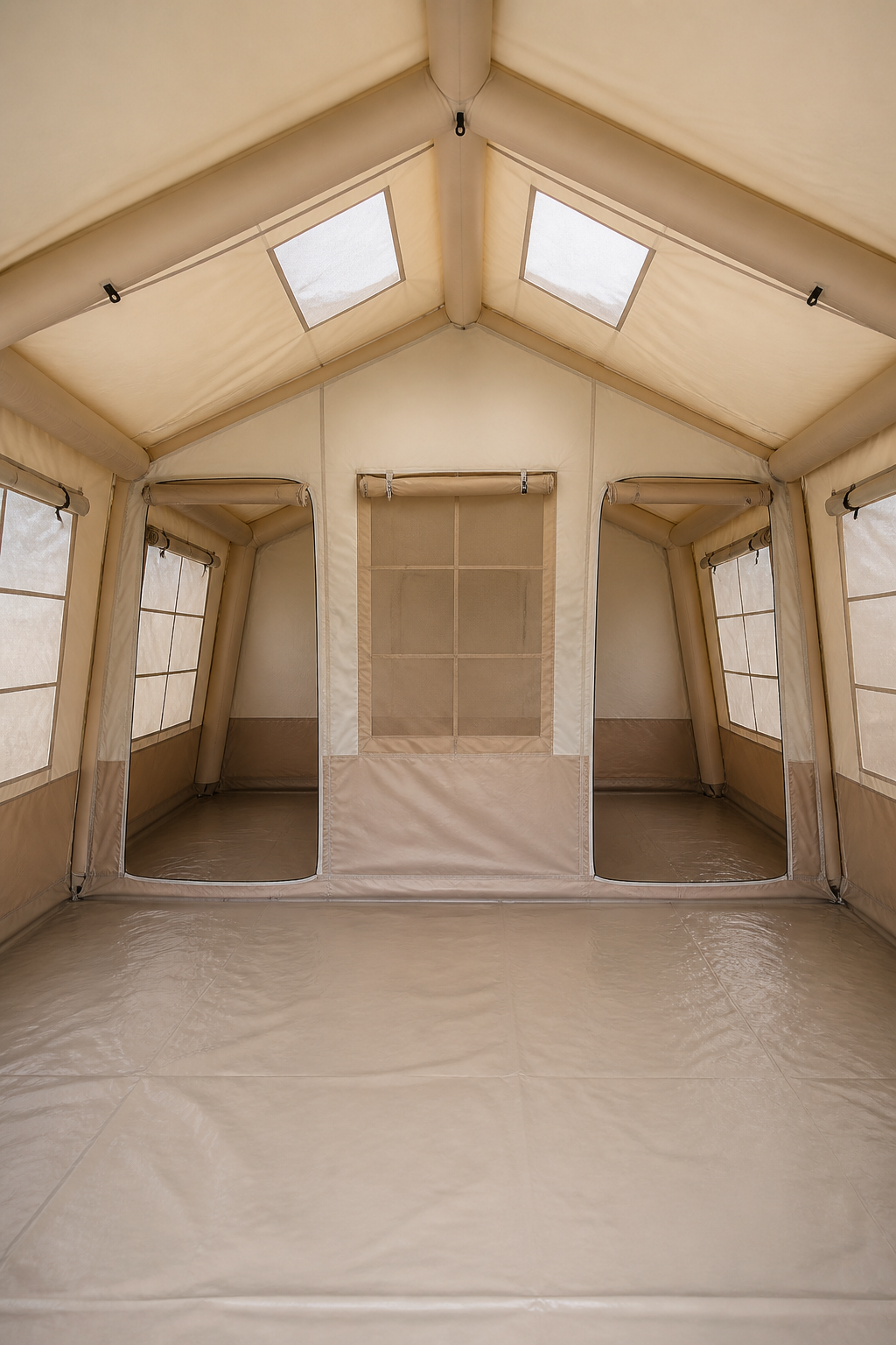 Interior partition and air-frame view inside the tent