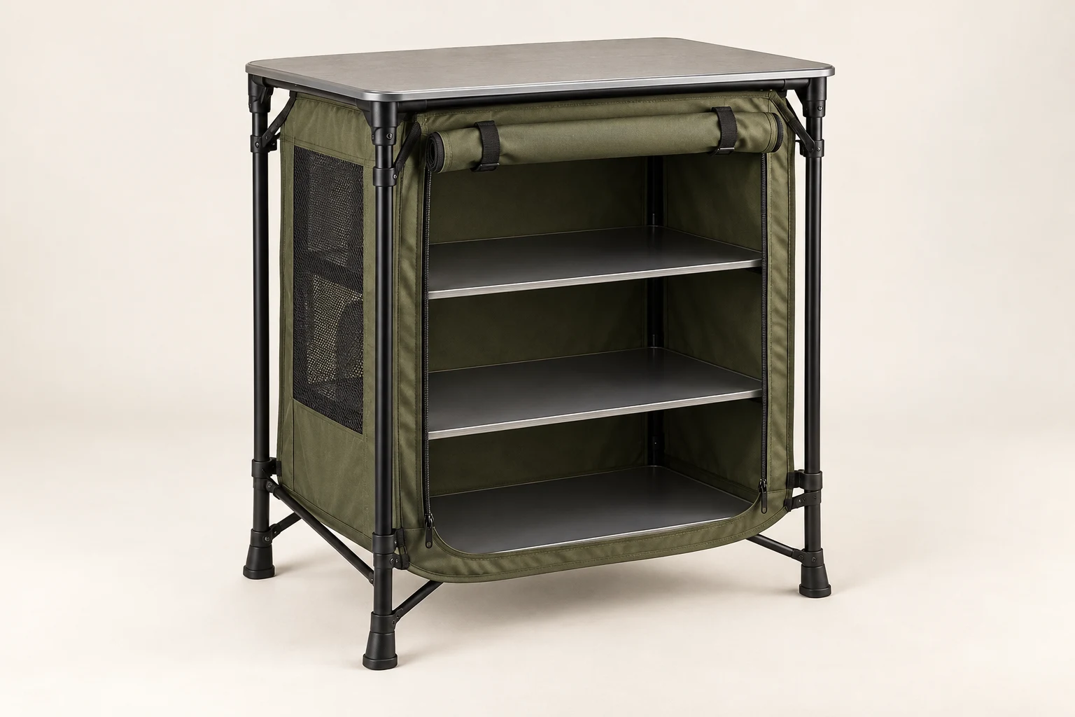 Illustration de produit générée par IA : Armoire de rangement pliante de camping