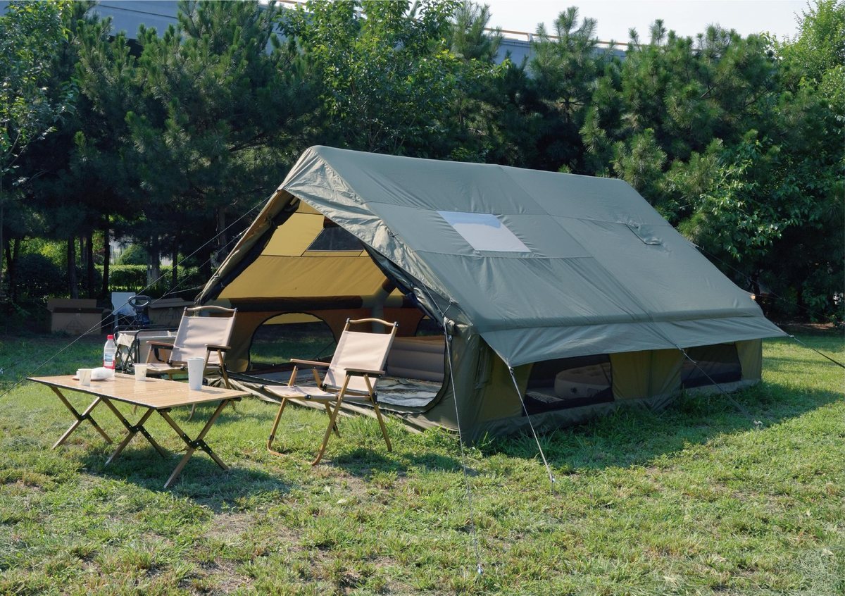 12 m² Grünes zwei Eingänge aufblasbares Zelt