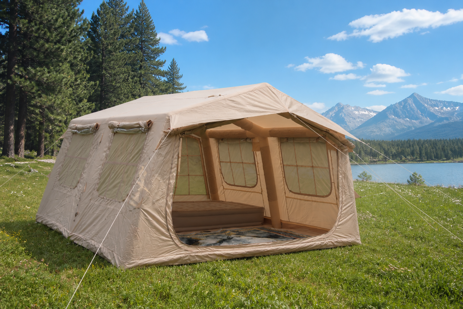 13,68 m² großes aufblasbares Campingzelt