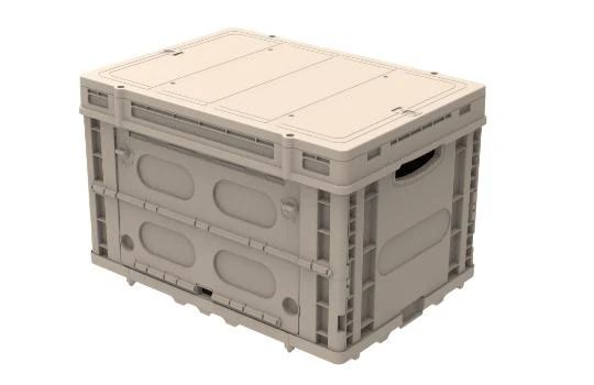 Folding storage basket assembled with its lid