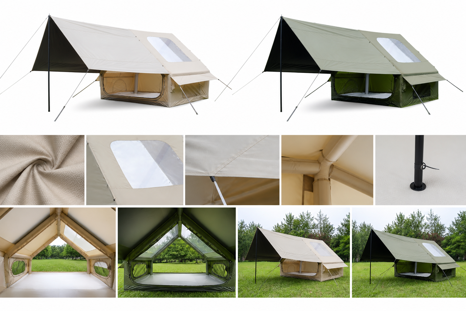 Close-up of canopy fabric, large skylight and inflatable air columns