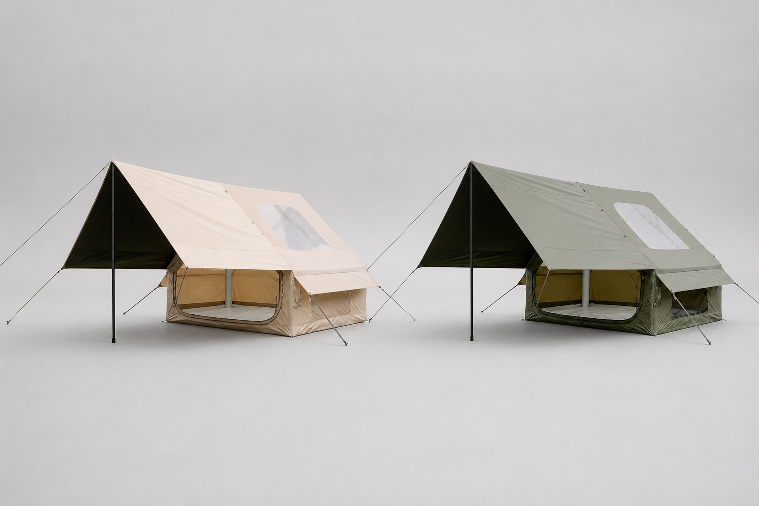 English product display for the green and khaki Pro canopy tent family