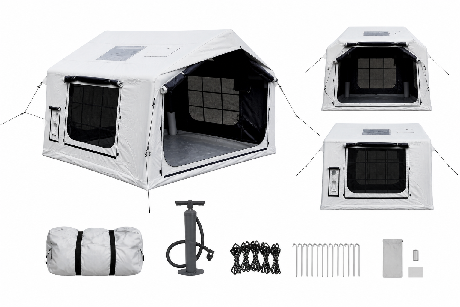 English package contents for the Moonlight White family inflatable tent